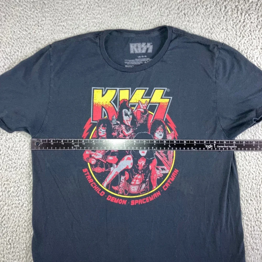 KISS Graphic‎ T-Shirt Men Large Black Band Tee Starchild Demon Spaceman Catman